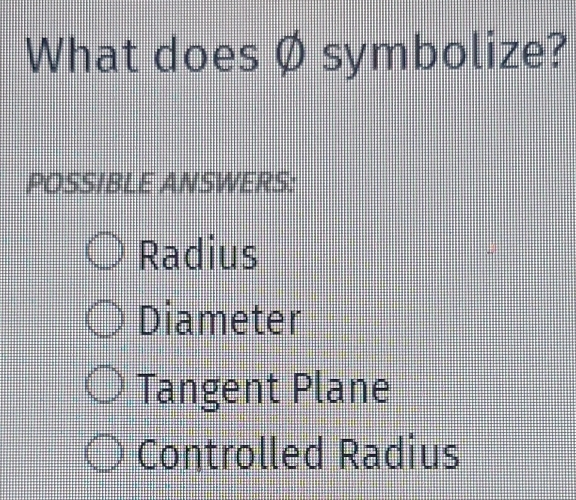 Solved: What does Ø symbolize? POSSIBLE ANSWERS: Radius Diameter ...