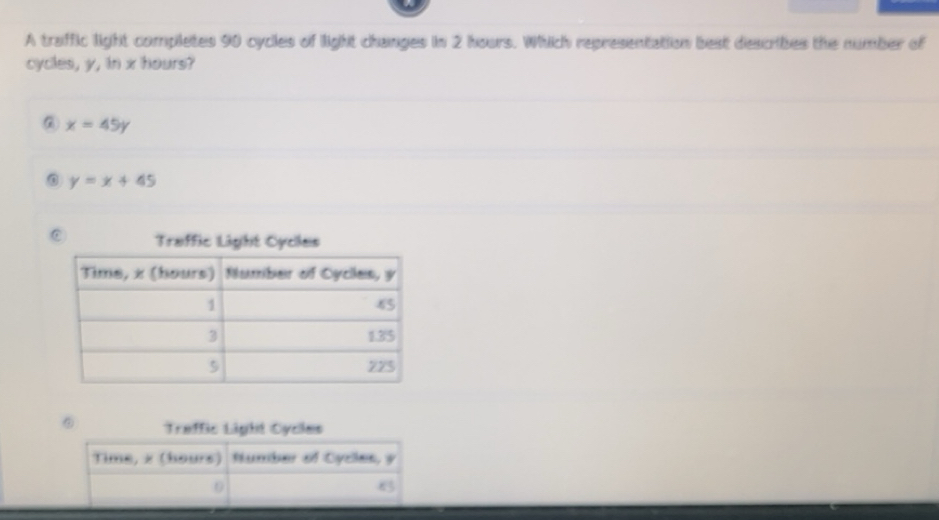 Solved: A traffic light completes 90 cycles of light changes in 2 hours ...