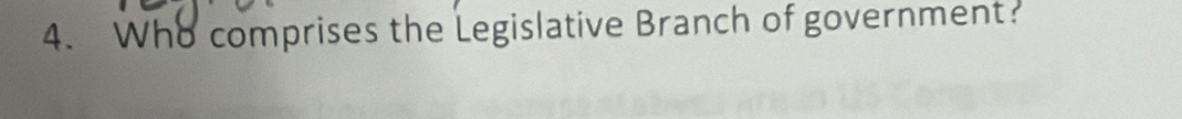 Who comprises the Legislative Branch of government?