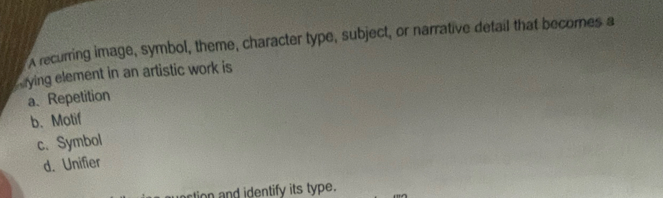 Solved: A recurring image, symbol, theme, character type, subject, or ...