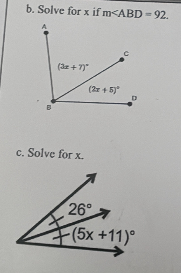 Solve for x if m
c. Solve for x.