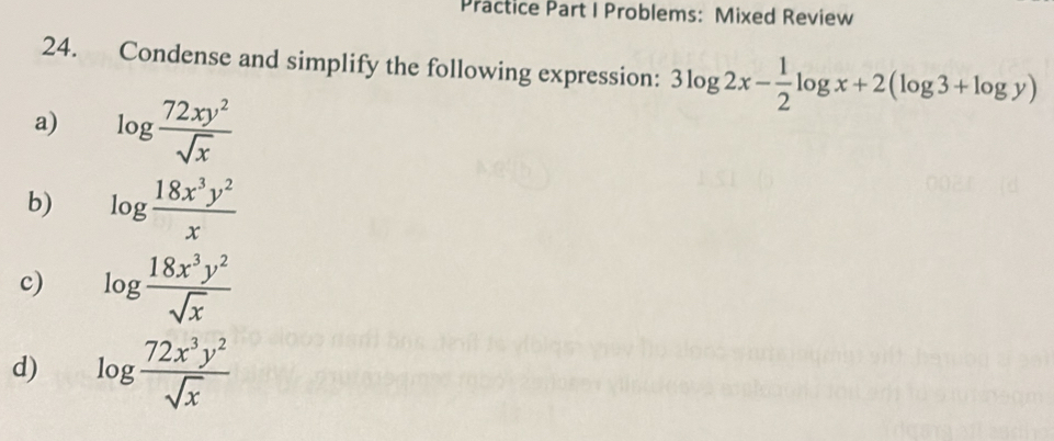 Solved: Practice Part I Problems: Mixed Review 24. Condense and ...