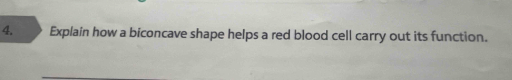 Explain how a biconcave shape helps a red blood cell carry out its function.