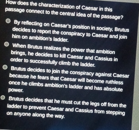 Solved: How does the characterization of Caesar in this passage connect ...