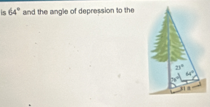 is 64° and the angle of depression to the