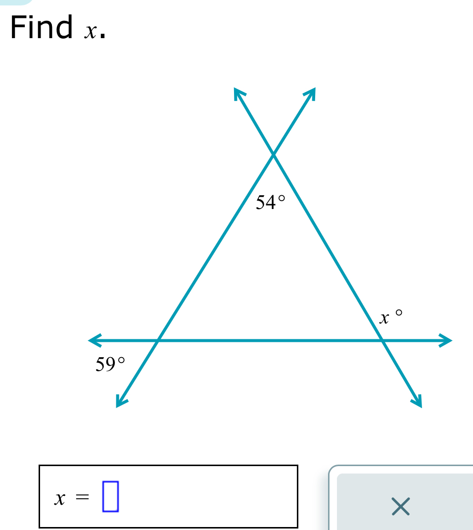 Find x.
x=□
×