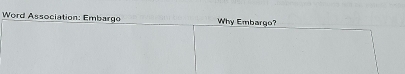 Word Association: Embargo Why Embargo?