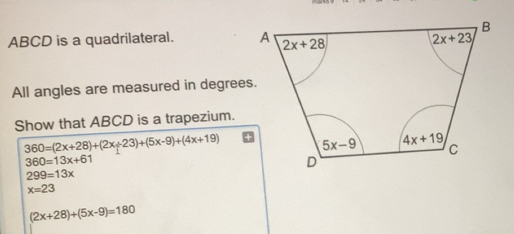 Solved: ABCD is a quadrilateral. All angles are measured in degrees ...