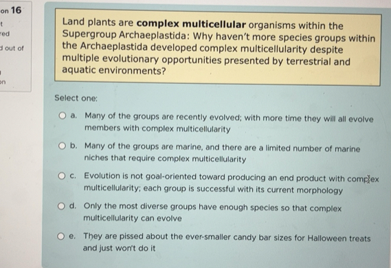 Solved: on 16 t Land plants are complex multicellular organisms within ...