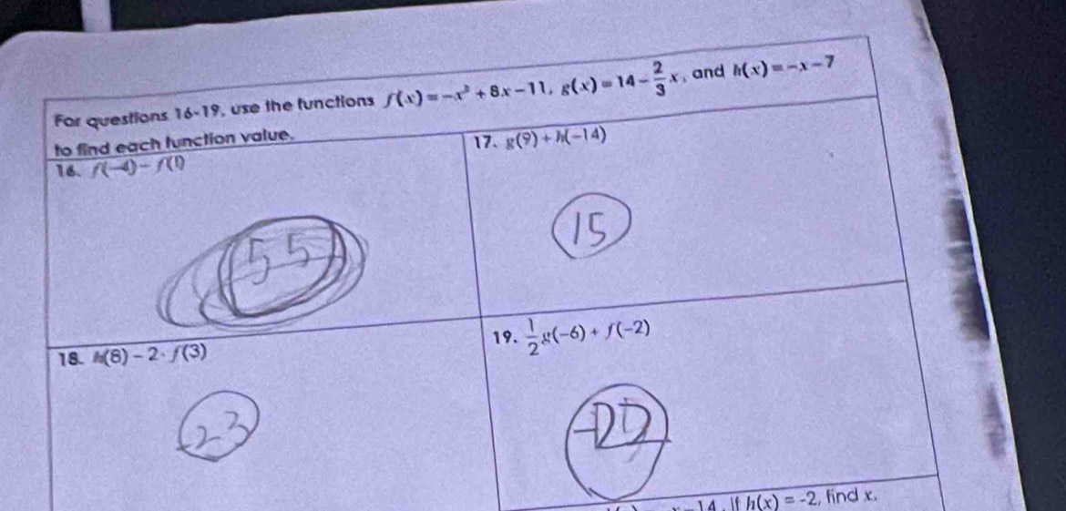 14.ifh(x)=-2 , find x.