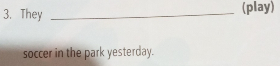They_ 
(play) 
soccer in the park yesterday.