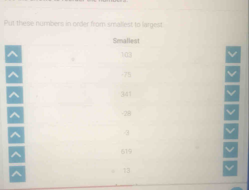 Solved: Put these numbers in order from smallest to largest Smallest ...