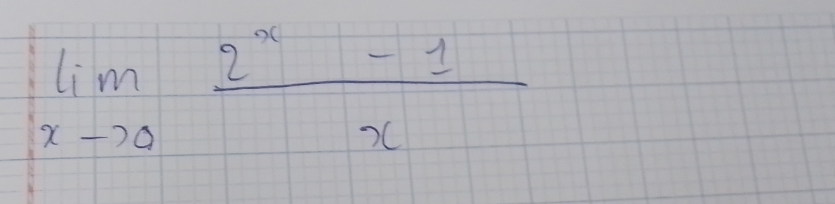 limlimits _xto 0 (2^x-1)/x 