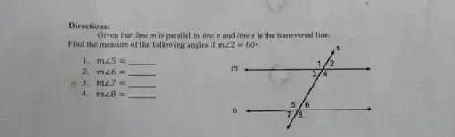 Solved: Directions: Given that lime m is parallel to fime n and lie s ...