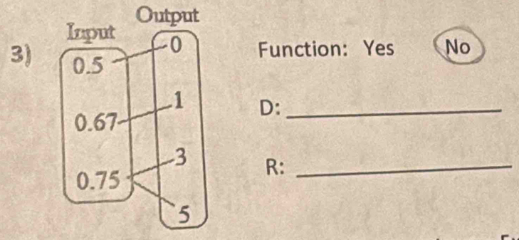 Output
Function: Yes No
3)
D:_
R:_