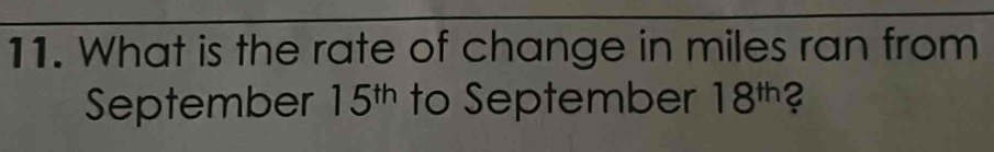 What is the rate of change in miles ran from 
September 15^(th) to September 18^(th) 2