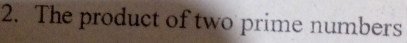 The product of two prime numbers