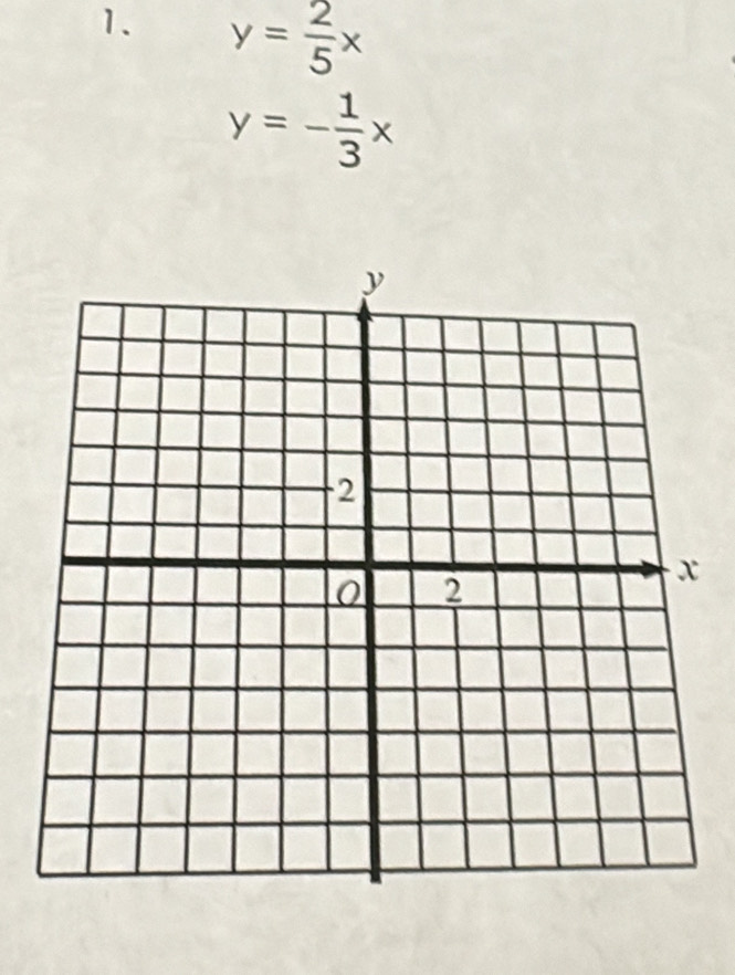 y= 2/5 x
y=- 1/3 x