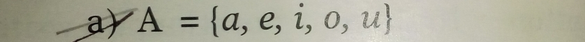 A= a,e,i,o,u