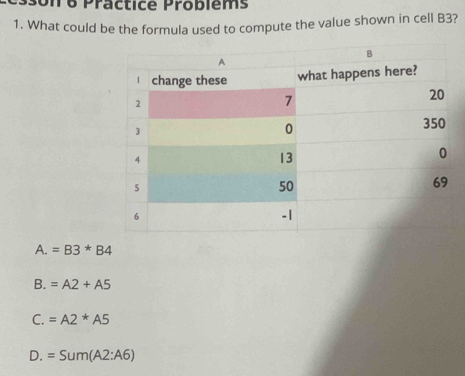 on 6 Practice Probièms 1. What could be the formula used to compute the ...