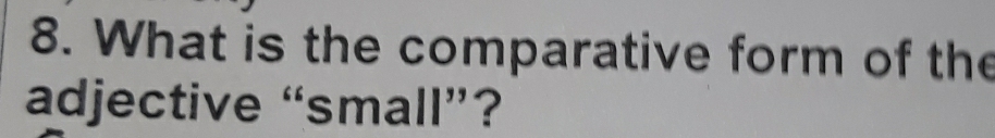 What is the comparative form of the 
adjective “small”?