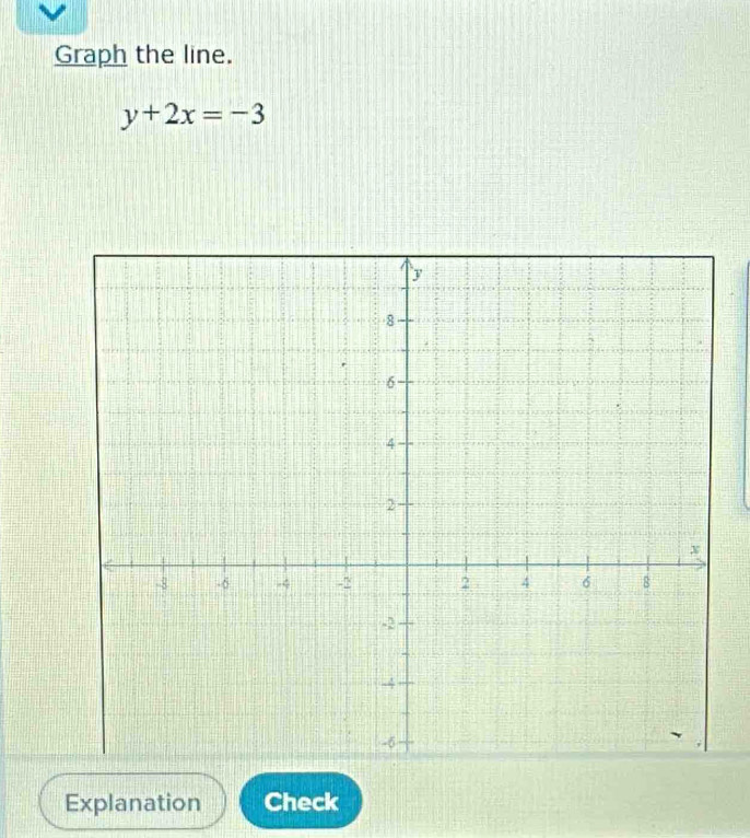 Graph the line.
y+2x=-3
Explanation Check