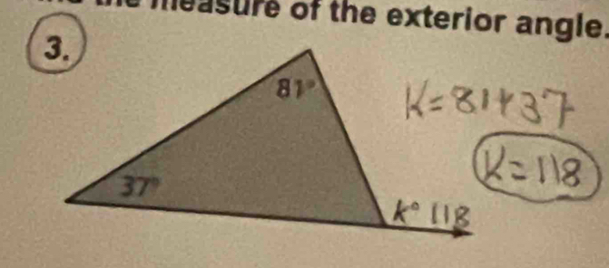 measure of the exterior angle.