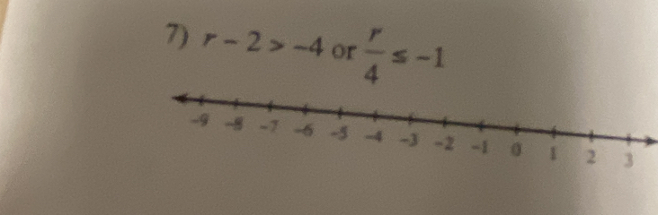 r-2>-4 or  r/4 ≤ -1