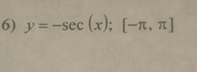 y=-sec (x); [-π ,π ]