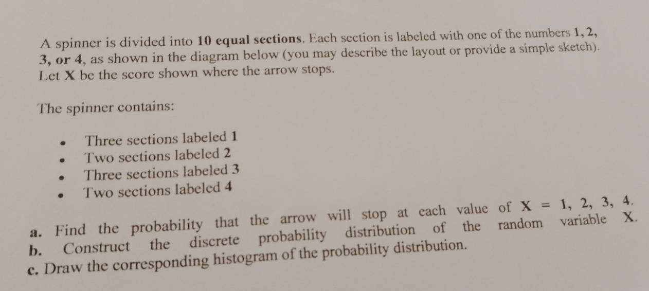 Solved: A spinner is divided into 10 equal sections. Each section is ...