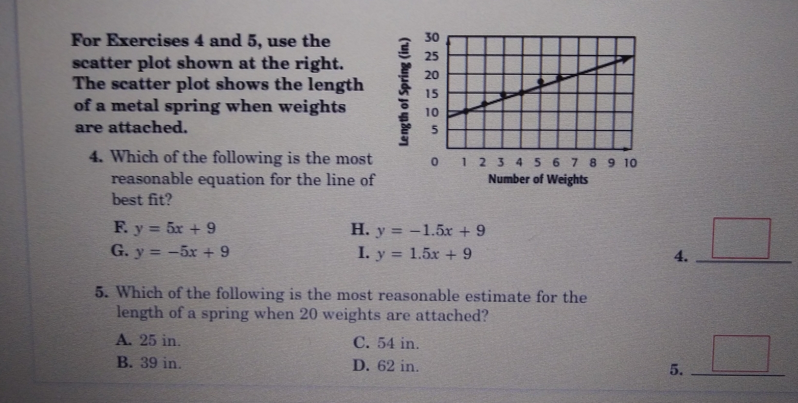 Solved: For Exercises 4 and 5, use the scatter plot shown at the right ...