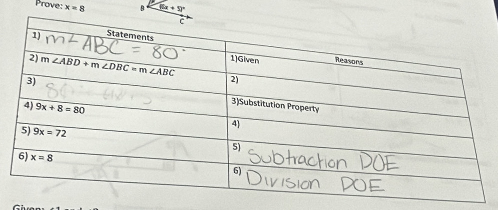 Prove: x=8 (6x+5)^circ 
B