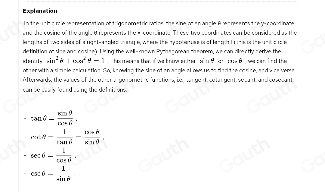 Solved: Consider the relationship below, given π /2 . sin^2θ +cos^2θ =1 ...