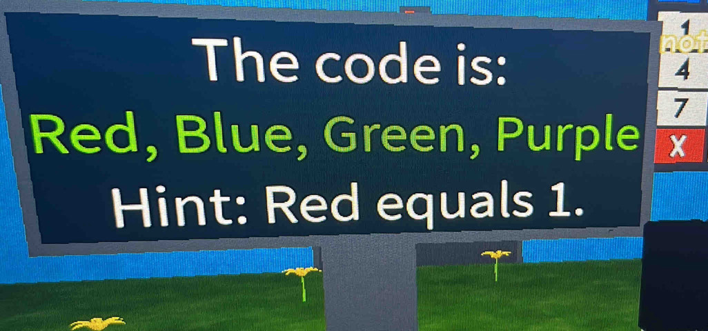 Solved: The code is: Red, Blue, Green, Purple Hint: Red equals 1. [Others]