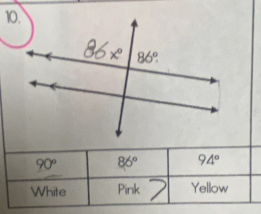 90°
86°
94°
White Pink Yellow