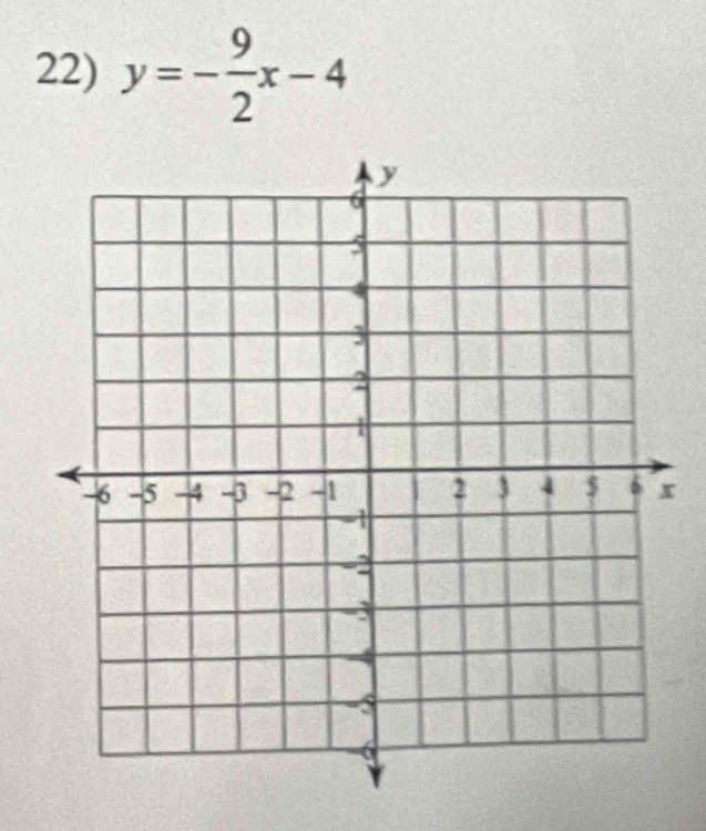 y=- 9/2 x-4