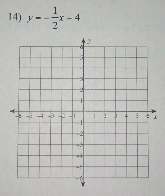 y=- 1/2 x-4