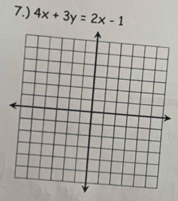 7.) 4x+3y=2x-1