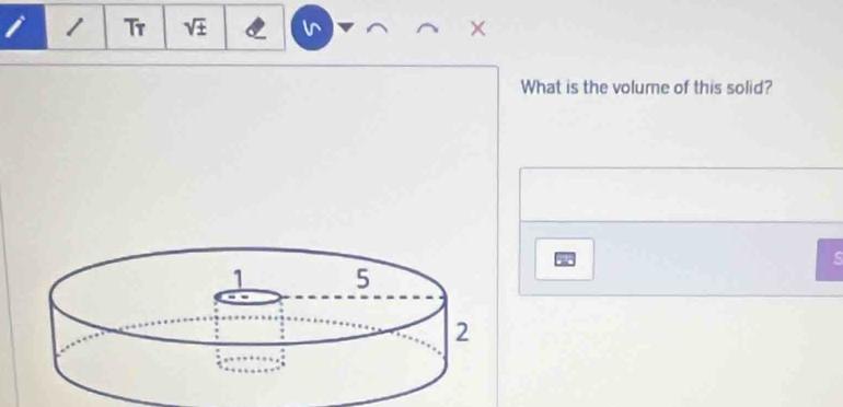 Tr sqrt(± ) × 
What is the volume of this solid? 
s