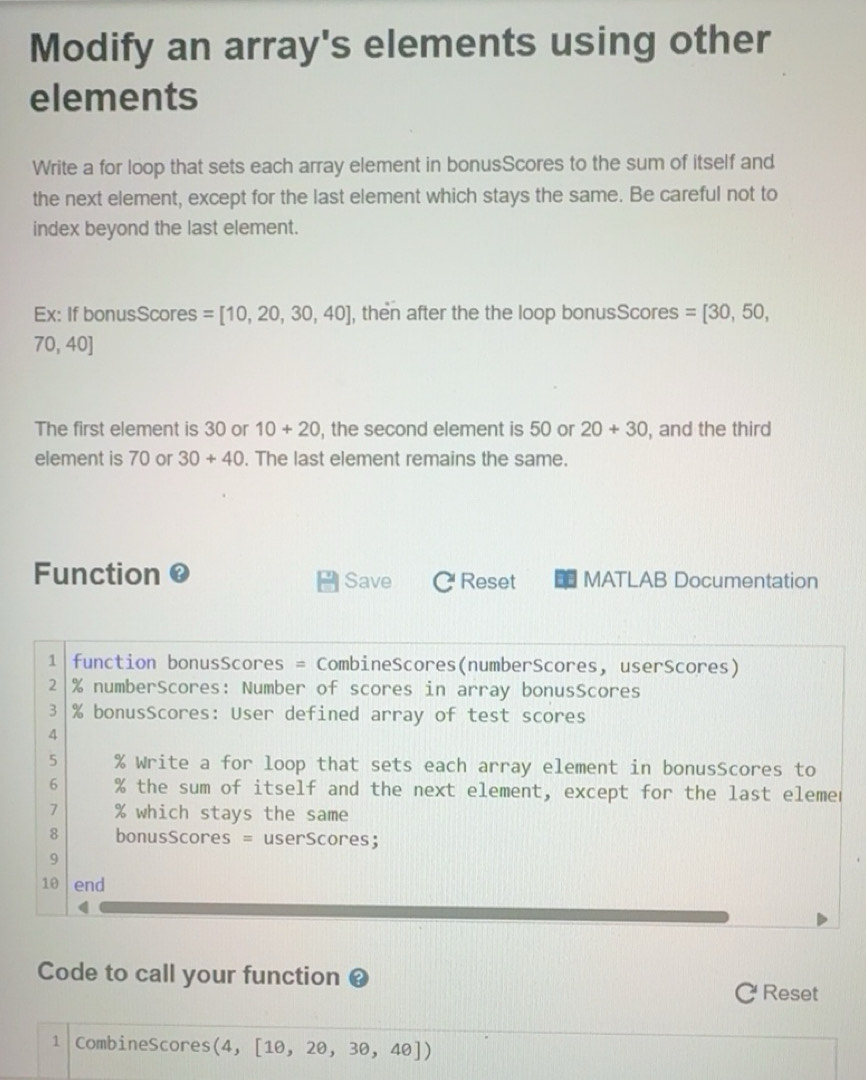 Solved: Modify an array's elements using other elements Write a for ...