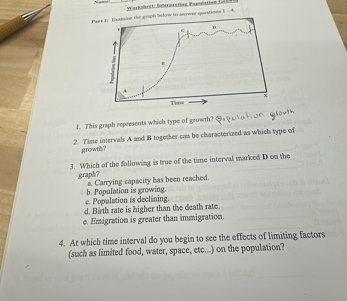 Solved: Name:_ * Worksheet: Interpreting Population Graw Part 1 ...