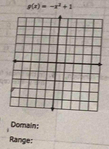 g(x)=-x^2+1
Domain: 
Range: