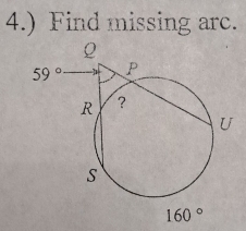 4.) Find missing arc.
160°