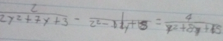  2/2y^2+7y+3 - 1/2^2-11y+8 = 4/y^2+8y+45 