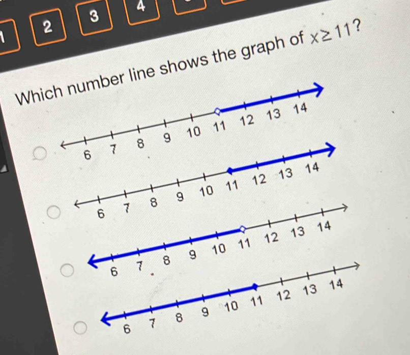 3 4
2 
Whline shows the graph of x≥ 11 ?