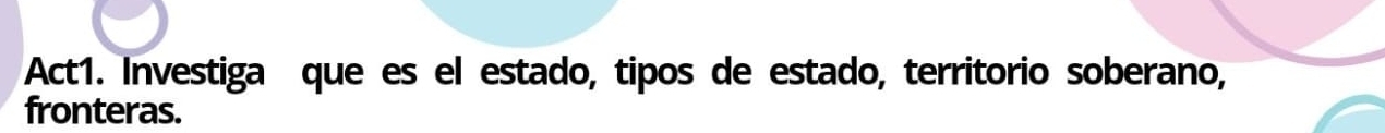 Resuelto:Act1. Investiga que es el estado, tipos de estado, territorio ...