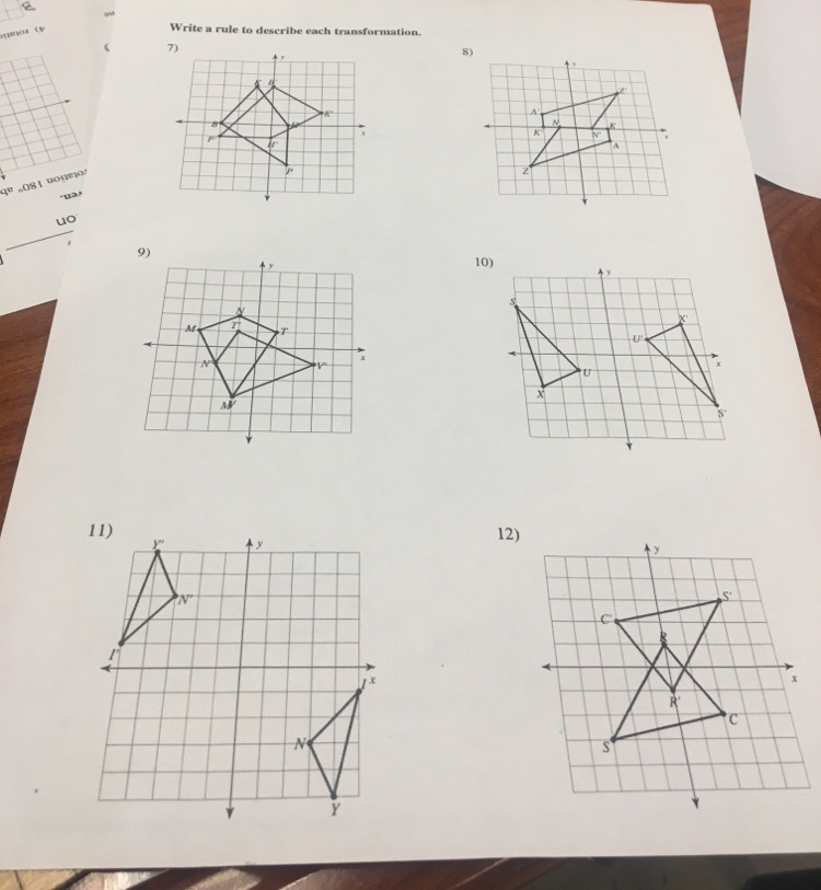 Write a rule to describe each transformation.
( 
9º -08 1  'o ' no
·uə.
_
uo
10
 
12