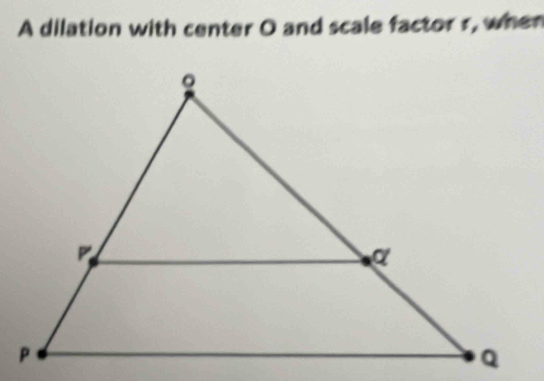 A dilation with center O and scale factor r, when