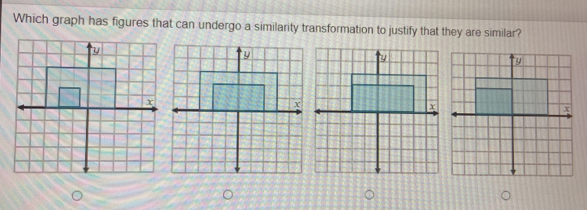 Which graph has figures that can undergo a similarity transformation to justify that they are similar?