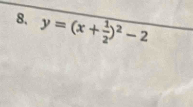 8, y=(x+ 1/2 )^2-2